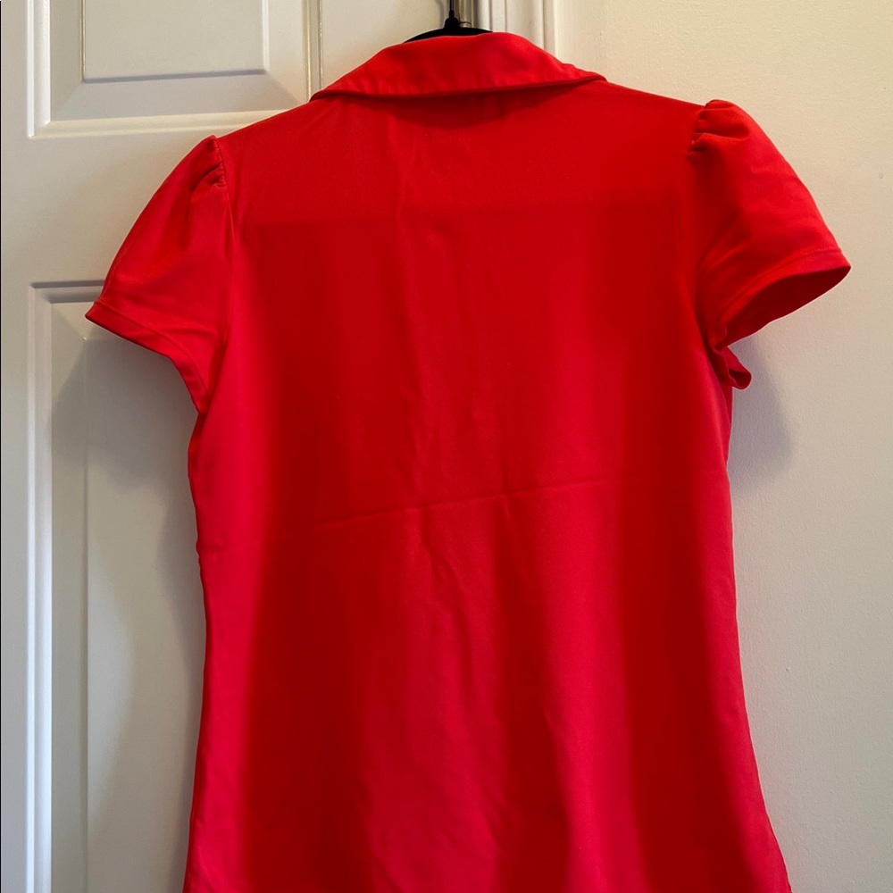 LILLY PULITZER Luxletic red polo shirt puff sleeves size Medium - Picture 5 of 5